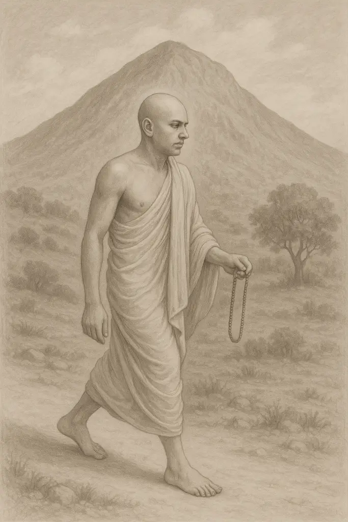 Santana Goswami doing parikrama of Govardhan Parvat